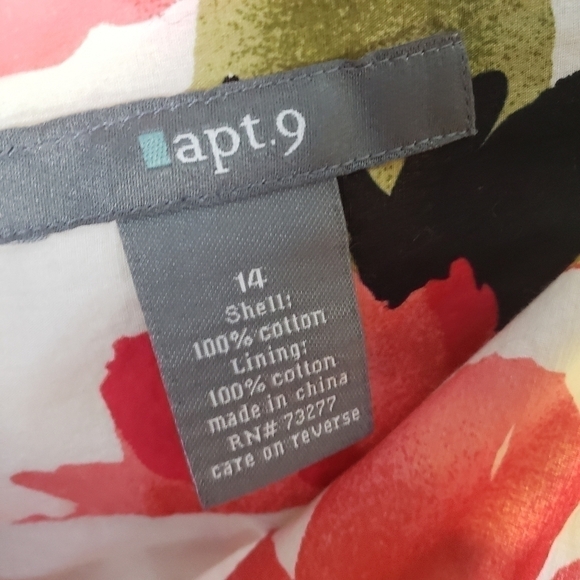 Apt.9 Cotton Floral A-Line skirt Size 14 - Picture 4 of 4
